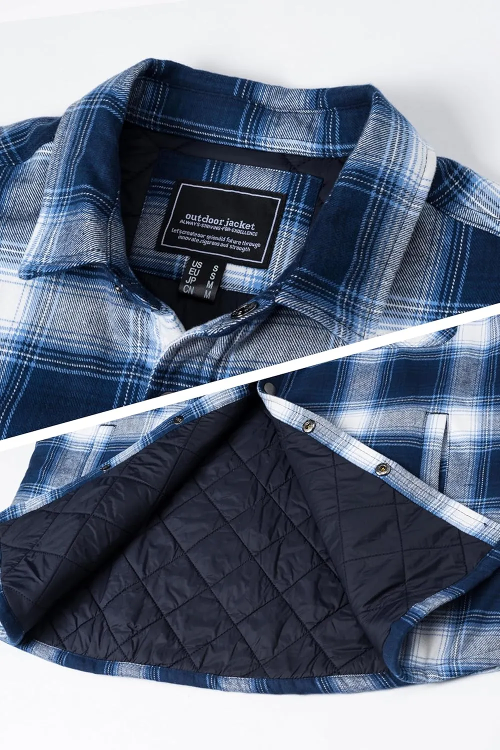 MAGNIVIT Mens Flannel Shirt Jacket Plaid Quilted Lined Coat Button Down Shirts Jacket Casual Winter Coat with Pocket