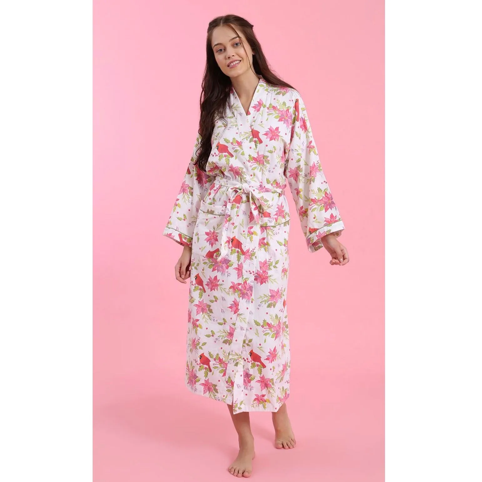 Mahogany "Poinsettia" Flannel Robe