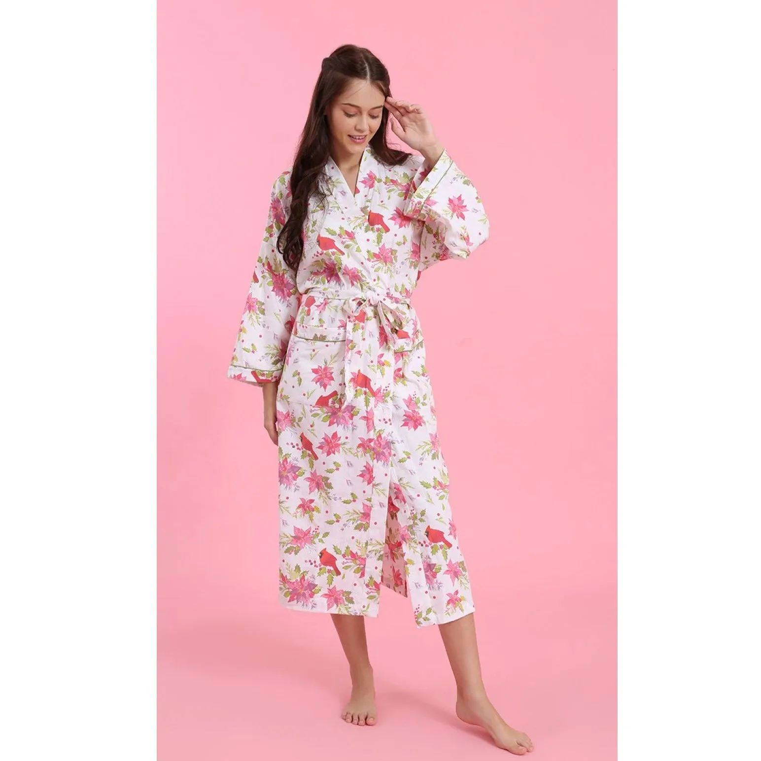 Mahogany "Poinsettia" Flannel Robe