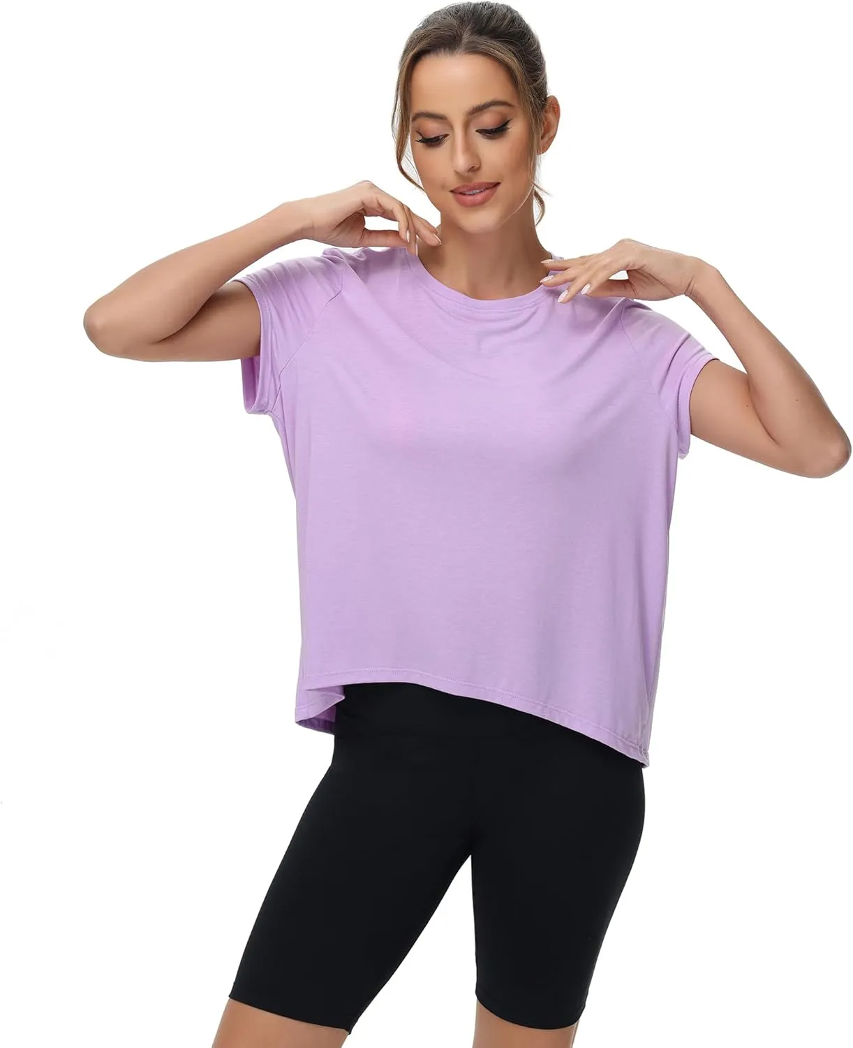MCEDAR Women's Workout Short Sleeve Tops Loose Fit Casual Yoga T-Shirts Breathable Running Athletic Tee Shirts