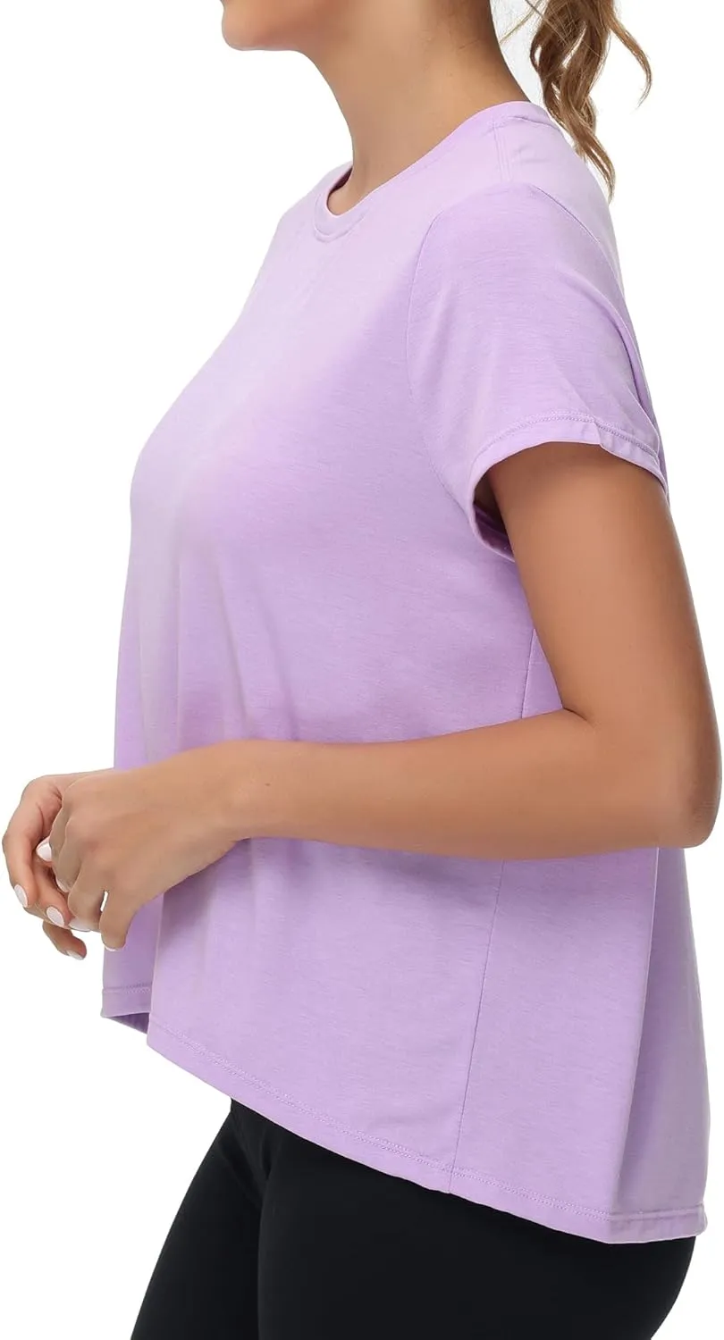 MCEDAR Women's Workout Short Sleeve Tops Loose Fit Casual Yoga T-Shirts Breathable Running Athletic Tee Shirts