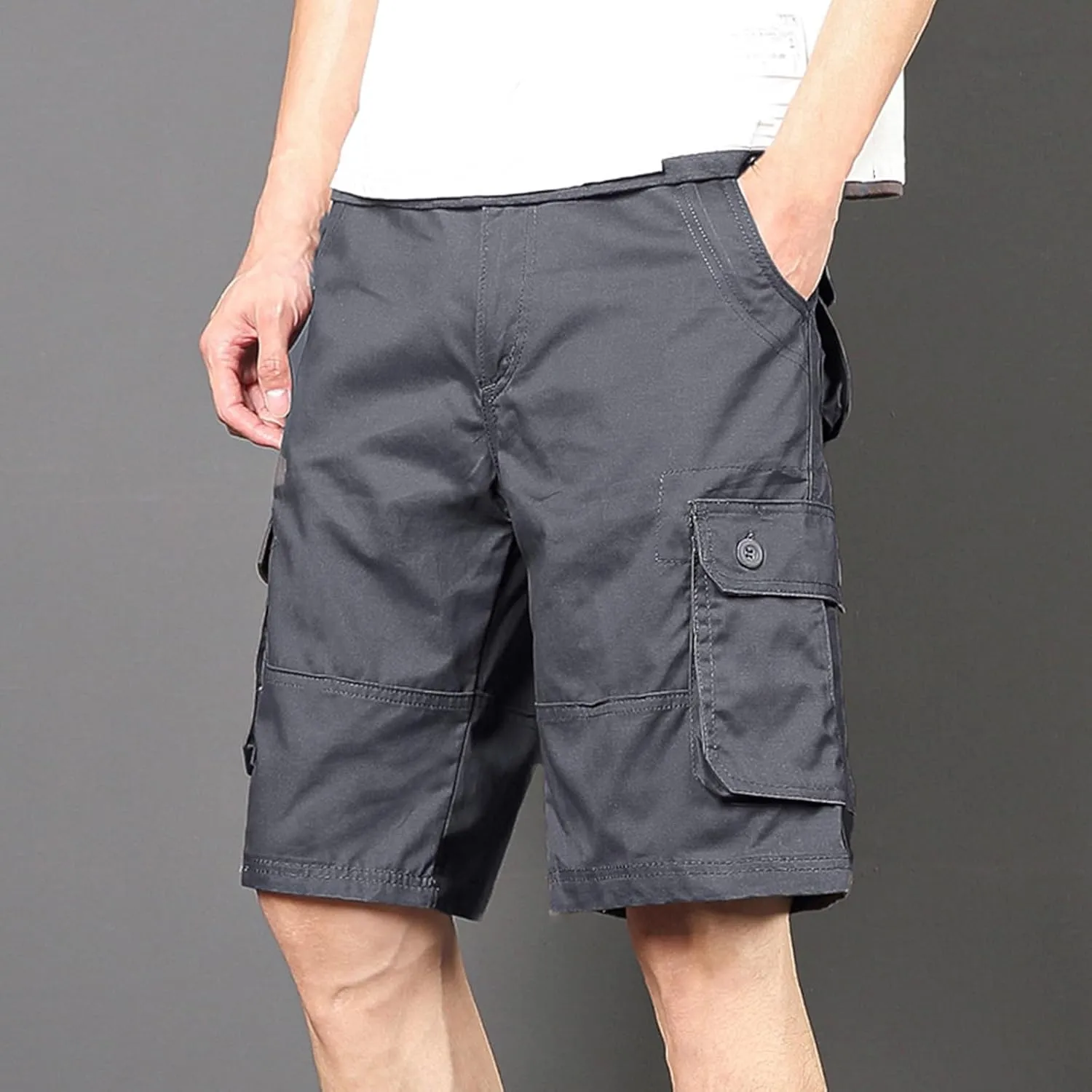 Mens Hiking Cargo Shorts Classic Washed Combat Shorts Outdoor Relaxed Fit Jogging Pants for Summer Travel Vacation