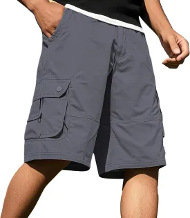 Mens Hiking Cargo Shorts Classic Washed Combat Shorts Outdoor Relaxed Fit Jogging Pants for Summer Travel Vacation