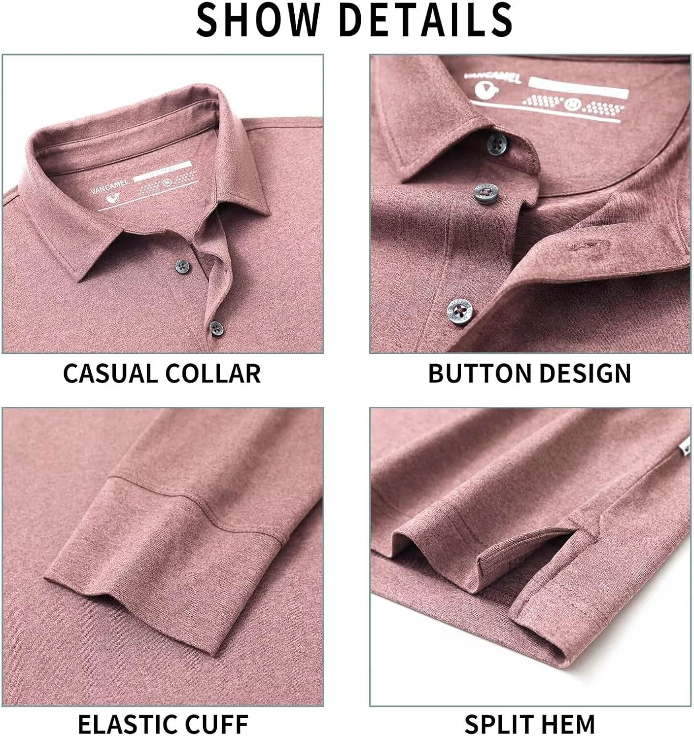 Mens Long Sleeve Classic Polo Shirts Casual Fashion Polo Shirts Office Work Golf Shirts for Men