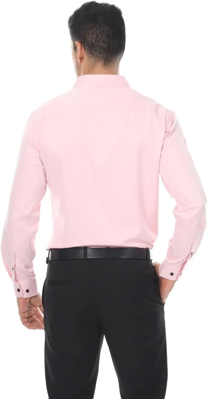 Men's Long Sleeve Dress Shirts Stretch Wrinkle Free Button Down Shirt Business Wedding Formal Shirts Regular Fit