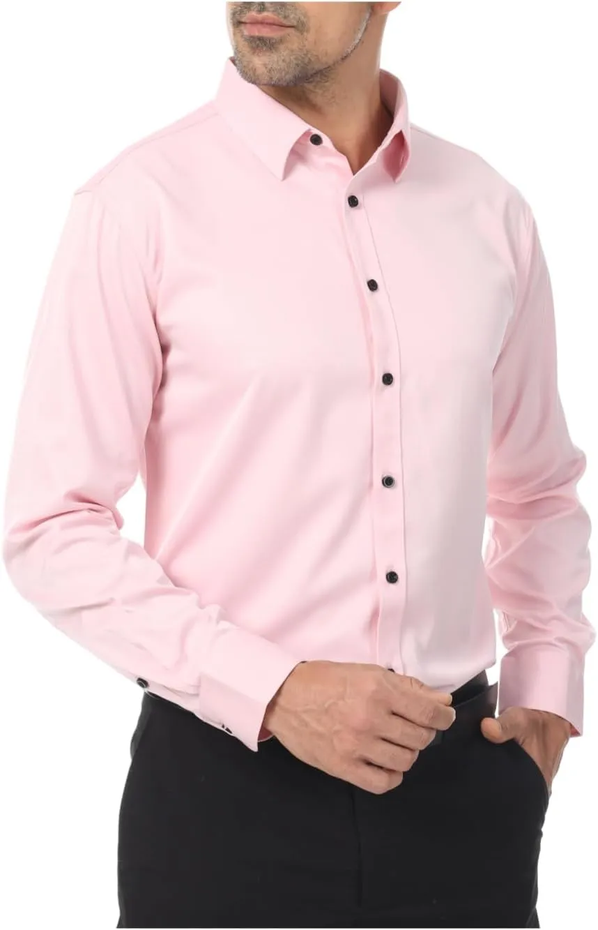 Men's Long Sleeve Dress Shirts Stretch Wrinkle Free Button Down Shirt Business Wedding Formal Shirts Regular Fit