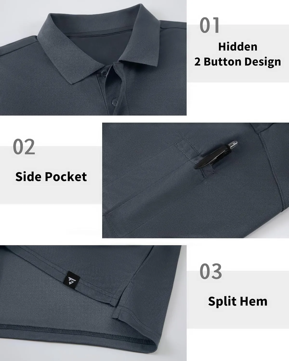 Men's Long Sleeve Polo Shirt Athletic Golf Polo Shirts for Men Quick-Dry Performance Casual Collared Shirts