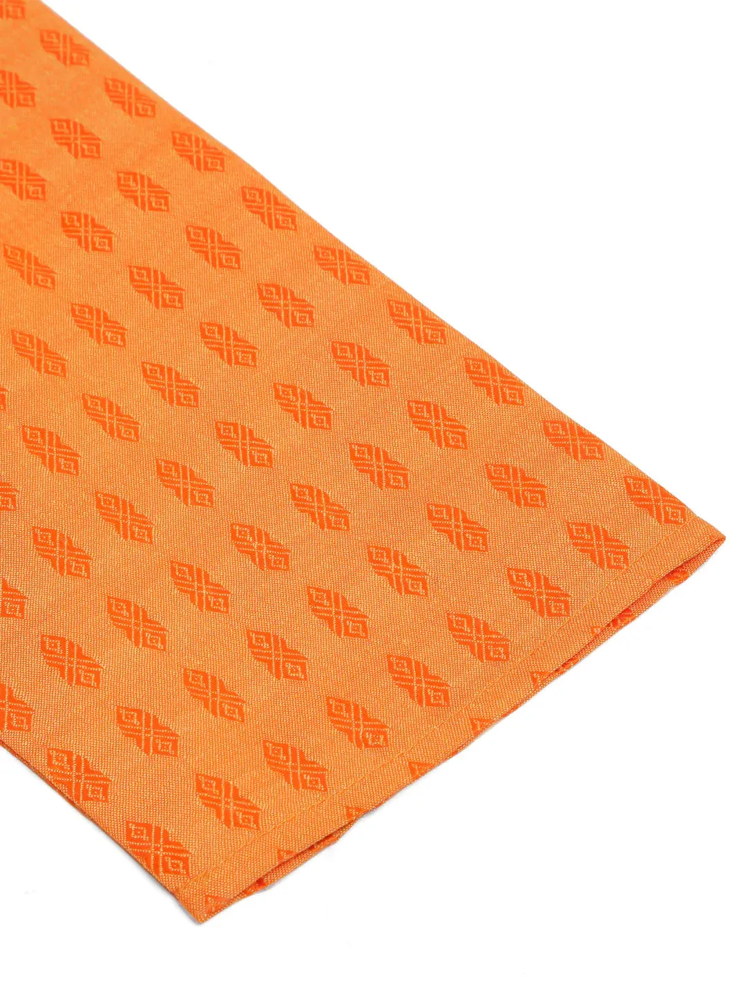 Men'S Orange Woven Design Kurta Pajama