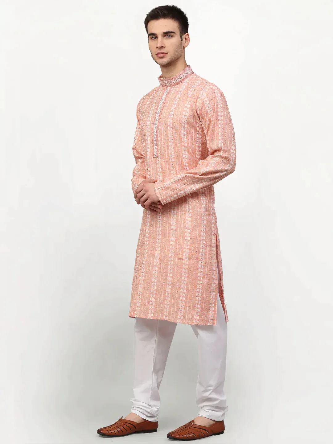Men'S Pink Woven Kurta Pajama