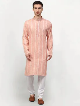 Men'S Pink Woven Kurta Pajama
