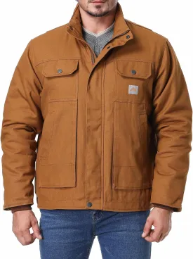 Men's Quilted Flannel Lined Work Coat Long-Lasting Loose Casual Jacket Waterproof Workwear