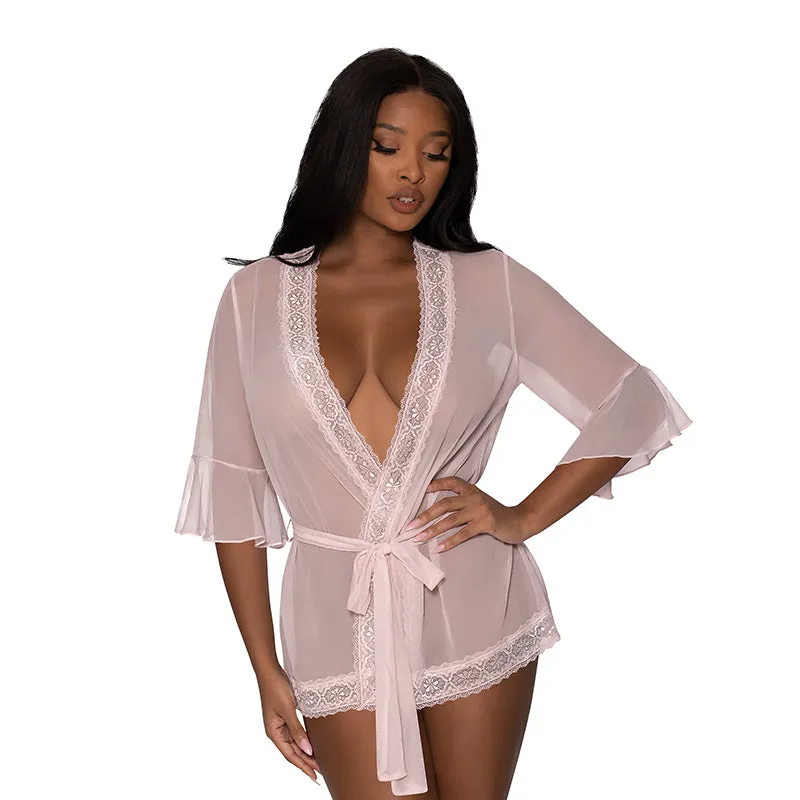 MS Seabreeze Robe w Lace Trim Blush  L/X