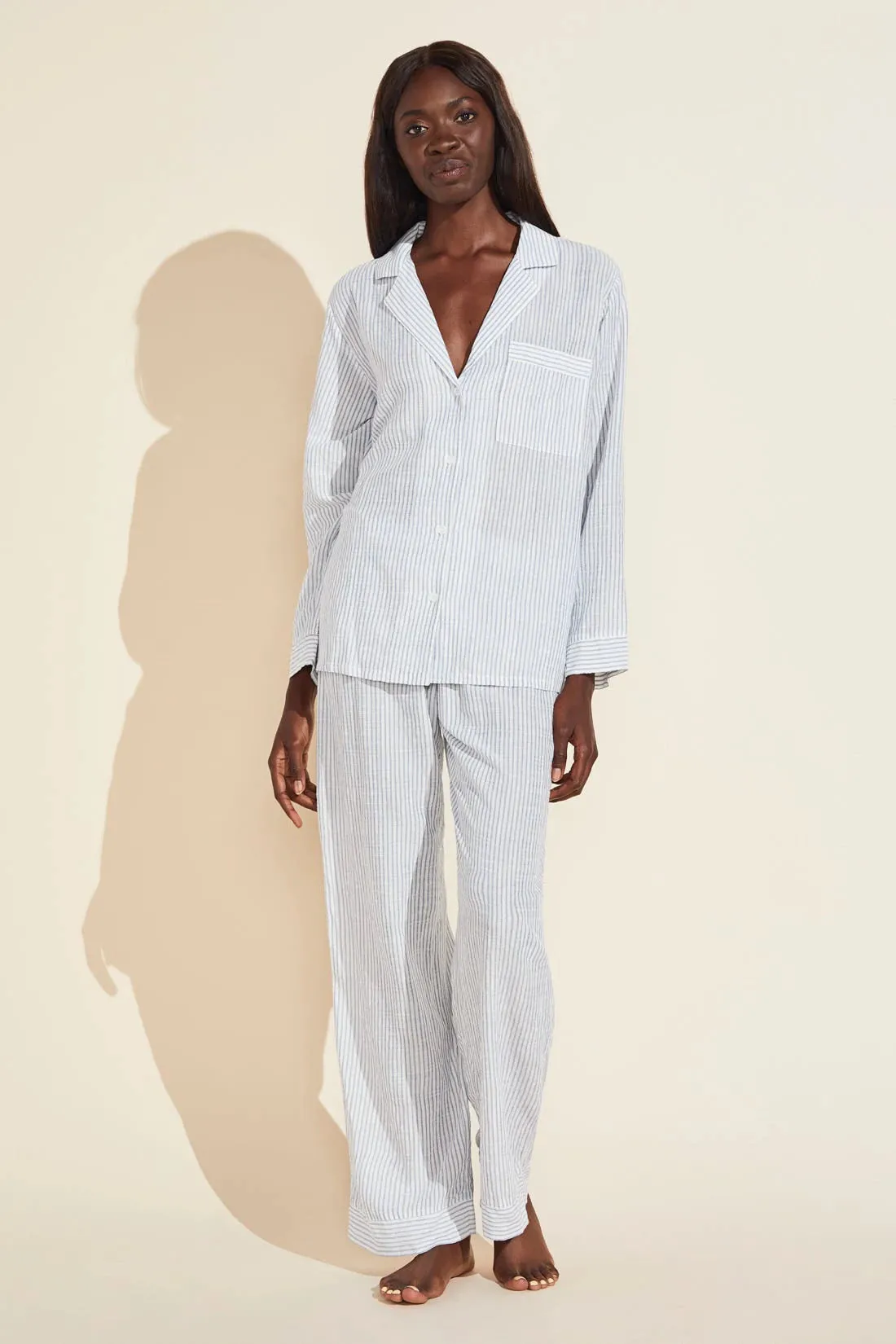 Nautico - The Woven Long PJ Set Blue Shadow/Cloud