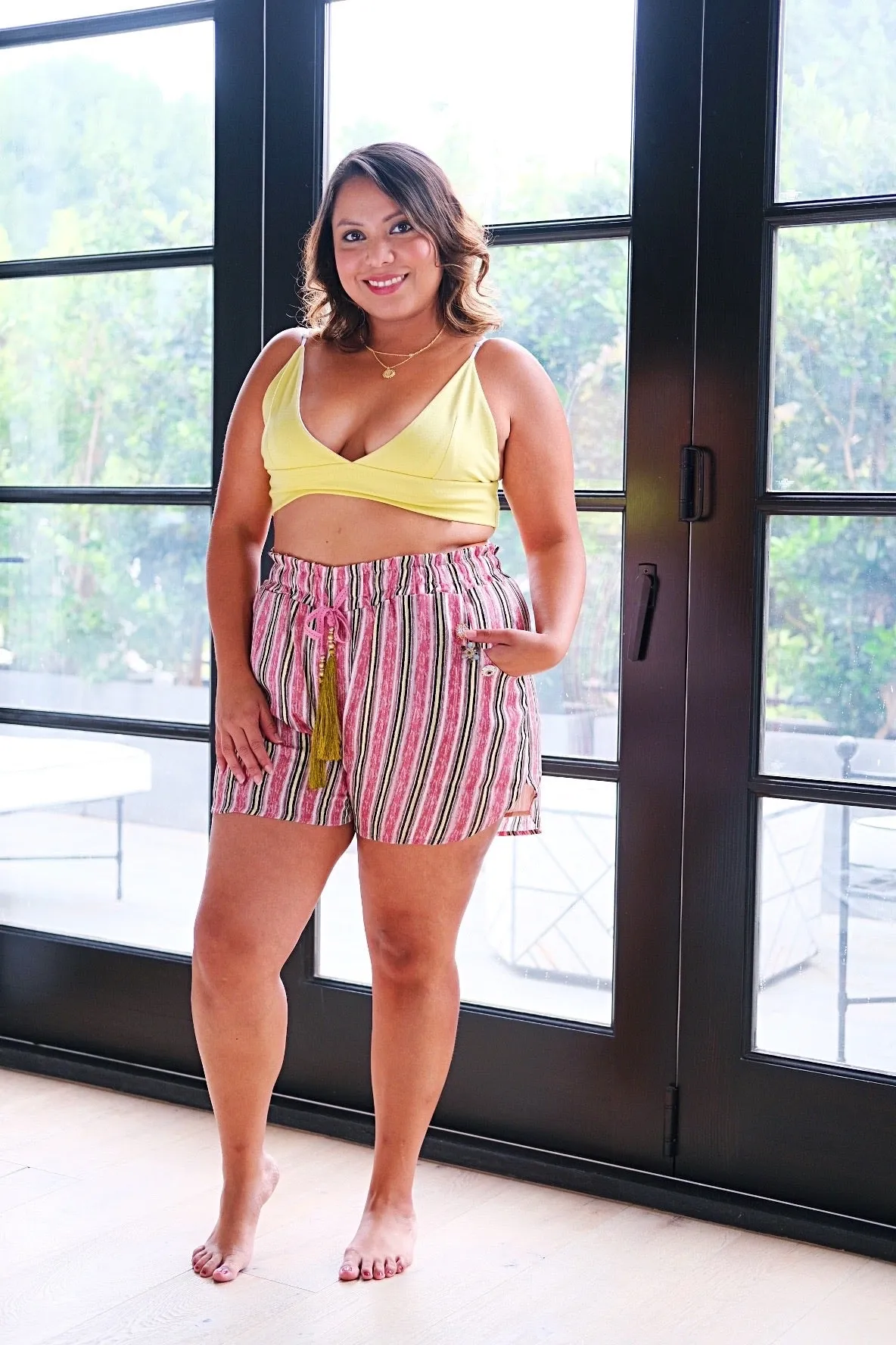 Pink Striped Pajama Shorts
