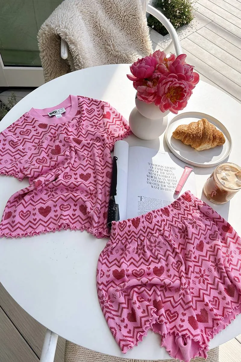 Pretty Pink Fairisle Waffle Sleep Set