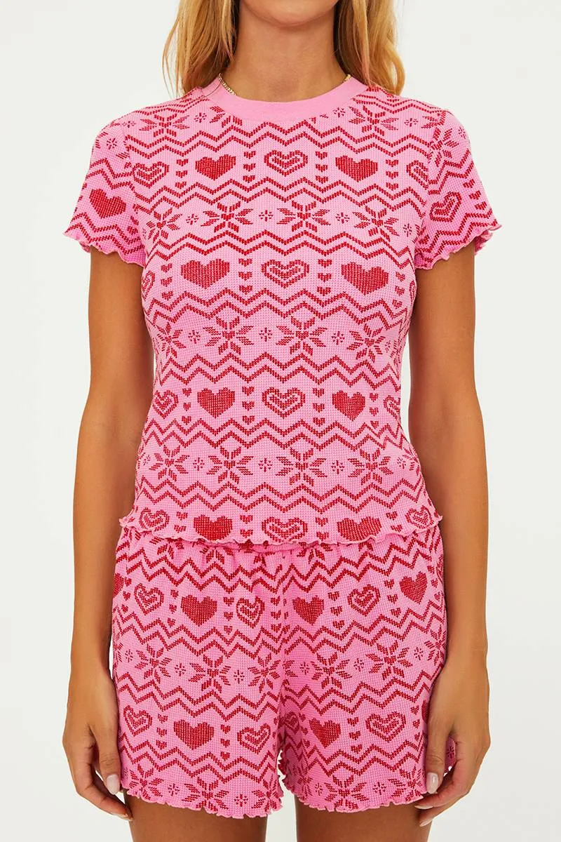 Pretty Pink Fairisle Waffle Sleep Set
