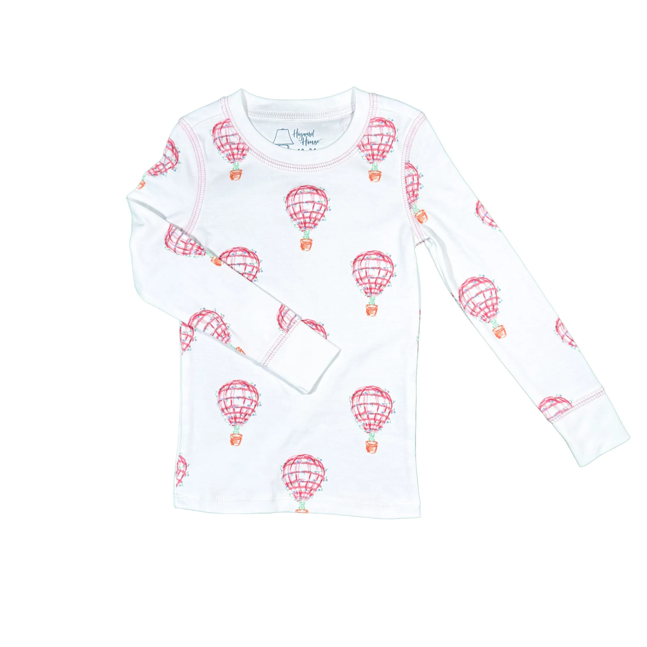 Printed Pajama Set - Pink Hot Air Balloon