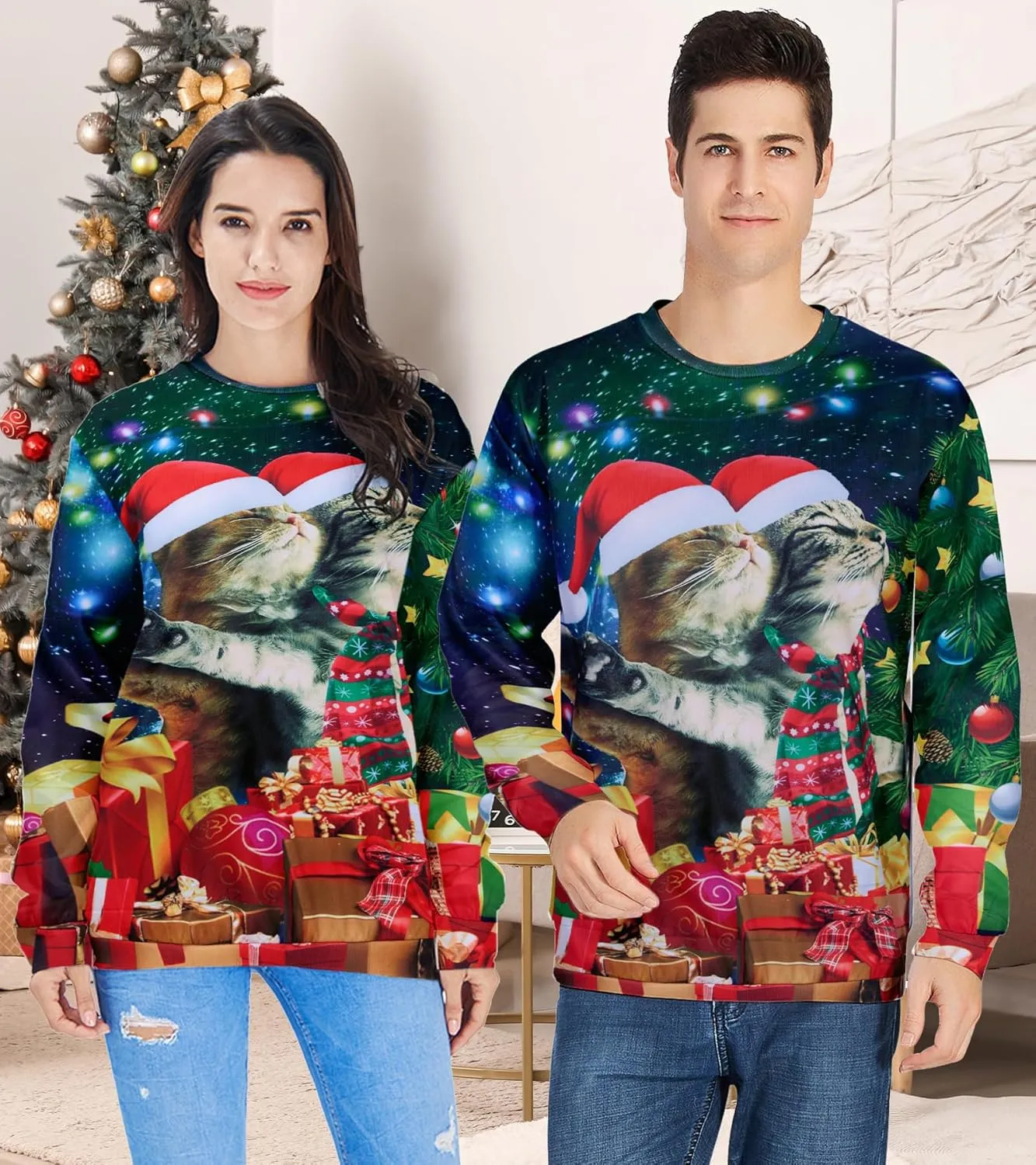 RAISEVERN Ugly Christmas Sweatshirt for Women Men Funny Novelty Pullover Tops for Holiday
