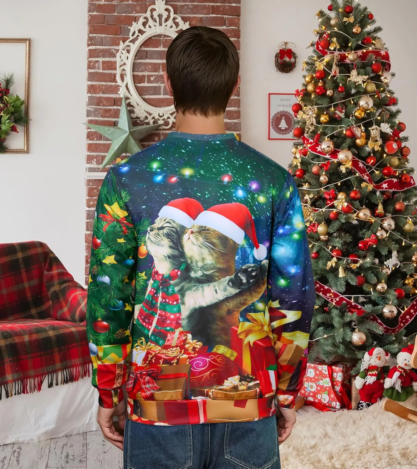 RAISEVERN Ugly Christmas Sweatshirt for Women Men Funny Novelty Pullover Tops for Holiday