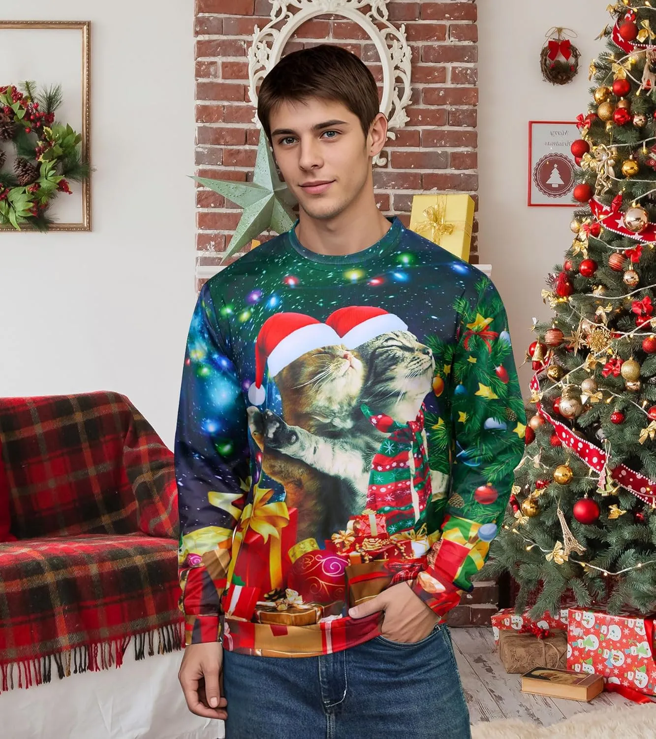 RAISEVERN Ugly Christmas Sweatshirt for Women Men Funny Novelty Pullover Tops for Holiday