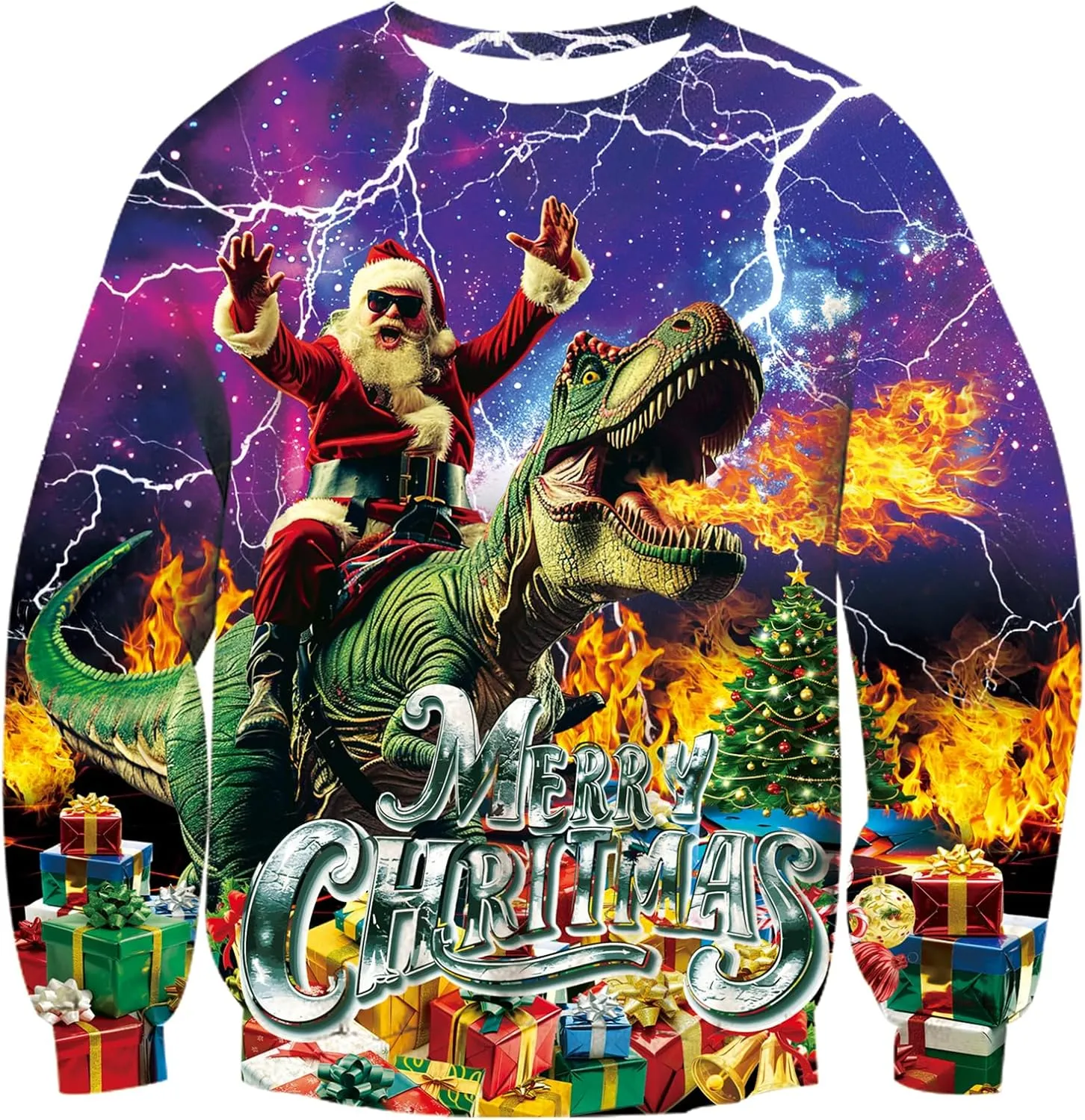 RAISEVERN Ugly Christmas Sweatshirt for Women Men Funny Novelty Pullover Tops for Holiday