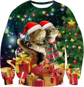 RAISEVERN Ugly Christmas Sweatshirt for Women Men Funny Novelty Pullover Tops for Holiday