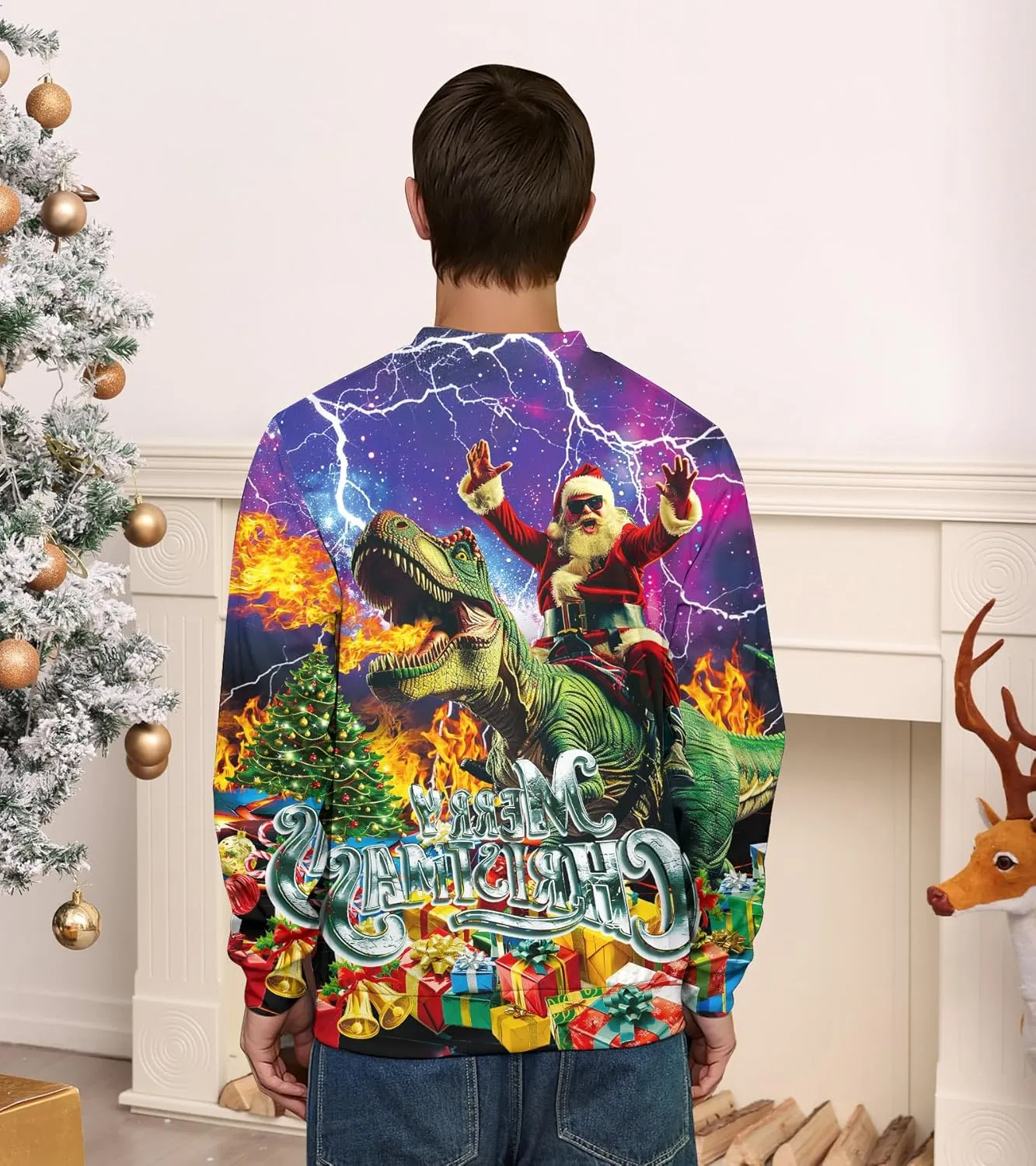 RAISEVERN Ugly Christmas Sweatshirt for Women Men Funny Novelty Pullover Tops for Holiday