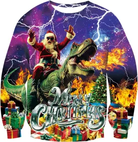 RAISEVERN Ugly Christmas Sweatshirt for Women Men Funny Novelty Pullover Tops for Holiday