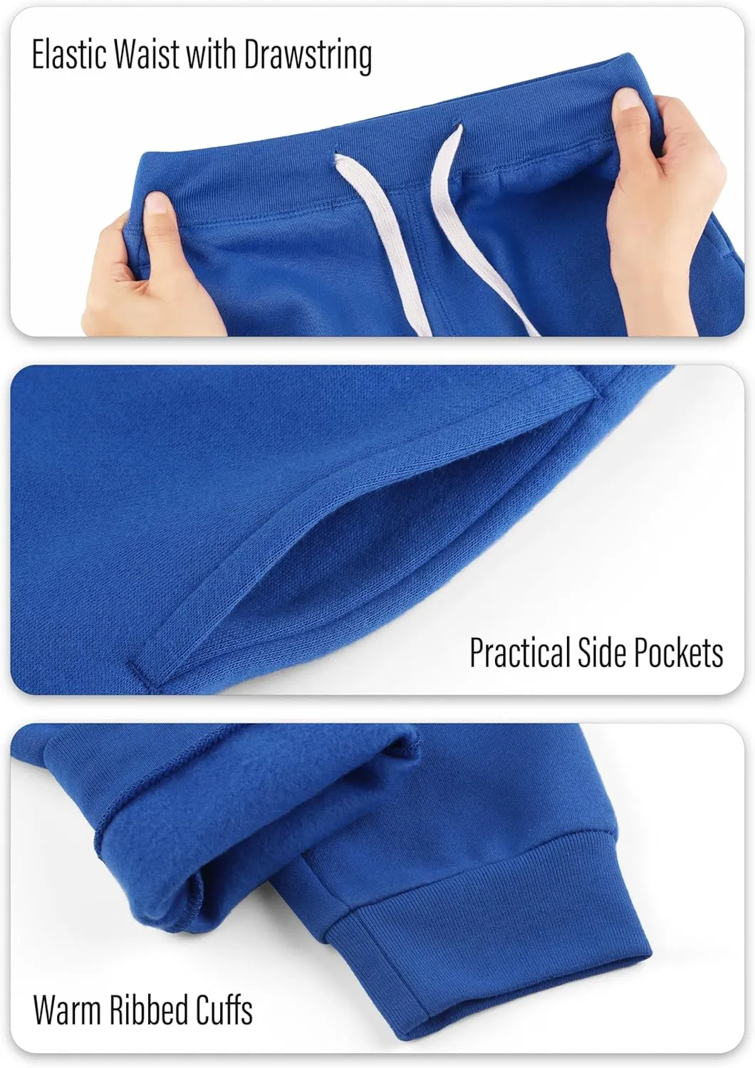 Resinta Baby and Toddler Boys Cotton Active Fleece Jogger Sweatpants Pull on Fleece Pants with Pockets Drawstring for Winter
