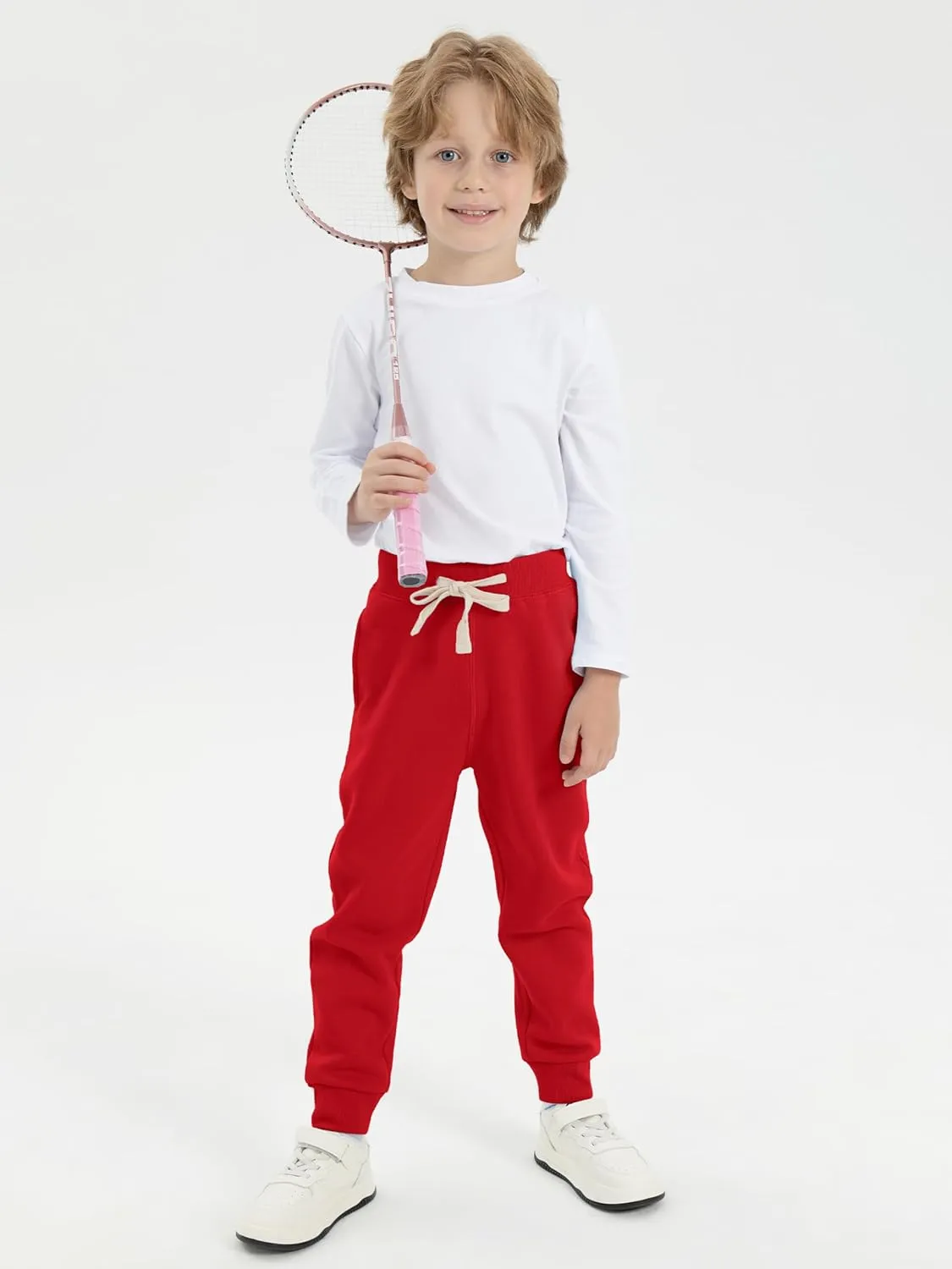 Resinta Baby and Toddler Boys Cotton Active Fleece Jogger Sweatpants Pull on Fleece Pants with Pockets Drawstring for Winter
