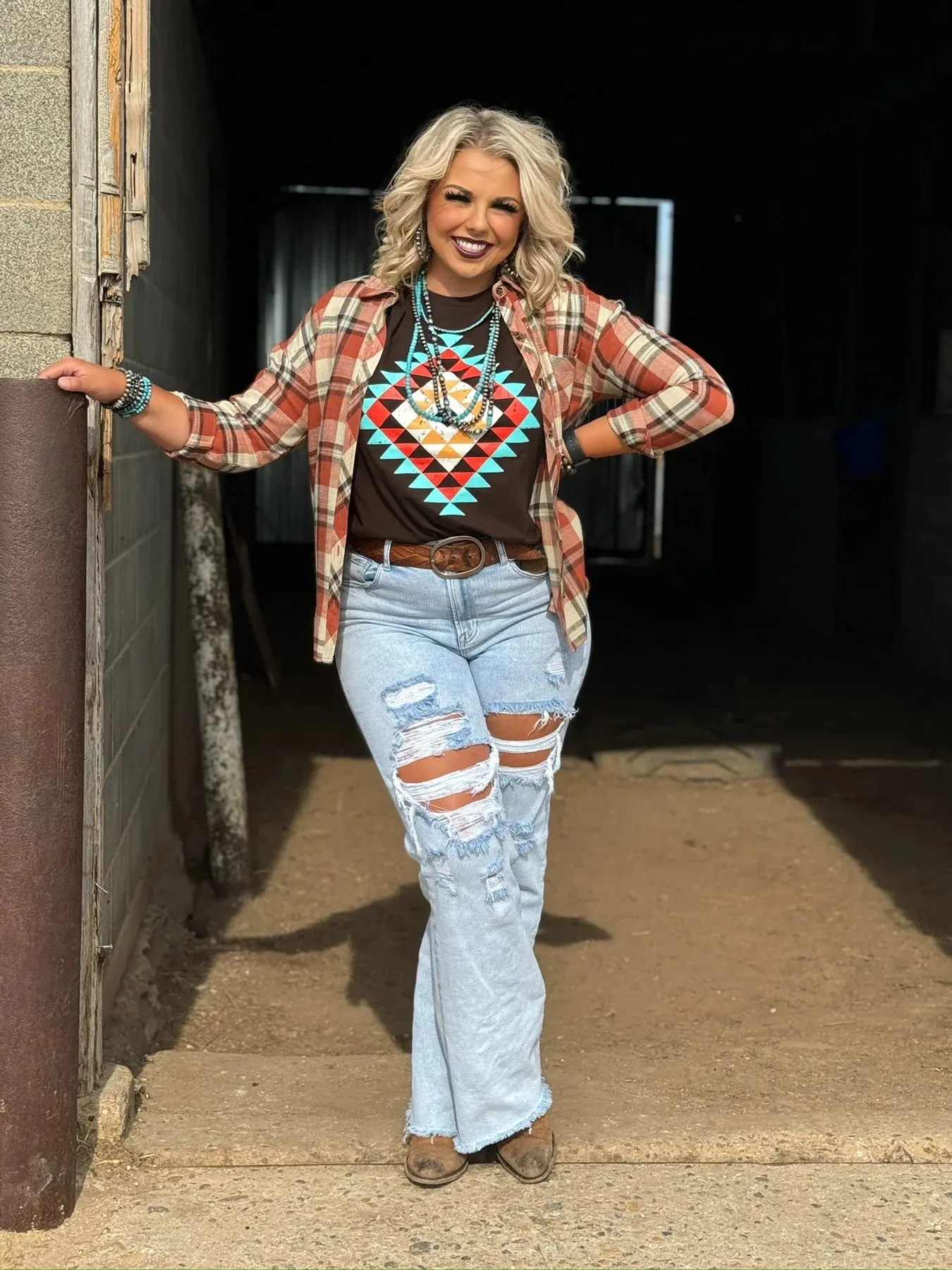 Ryanne's Fall Aztec Tee by Texas True Threads