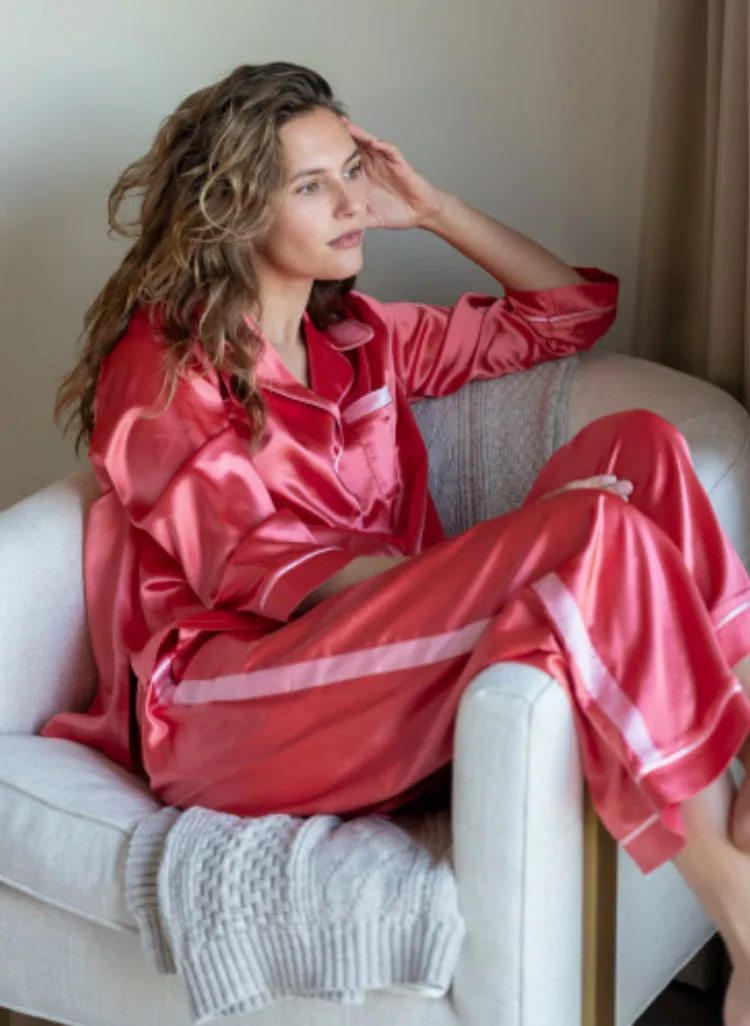 Satin Sailor Pajama Set - Sunset