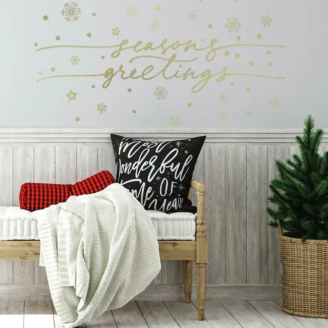 Season's Greetings Peel And Stick Wall Decals With Metallic Ink
