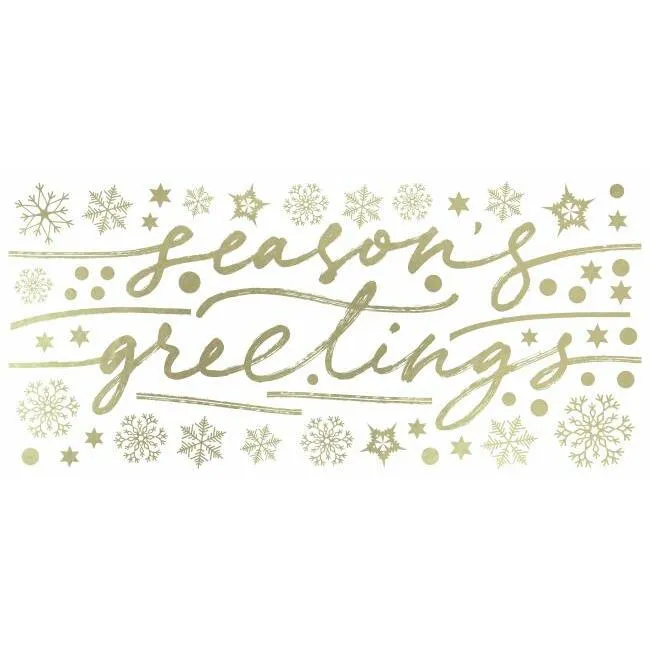 Season's Greetings Peel And Stick Wall Decals With Metallic Ink