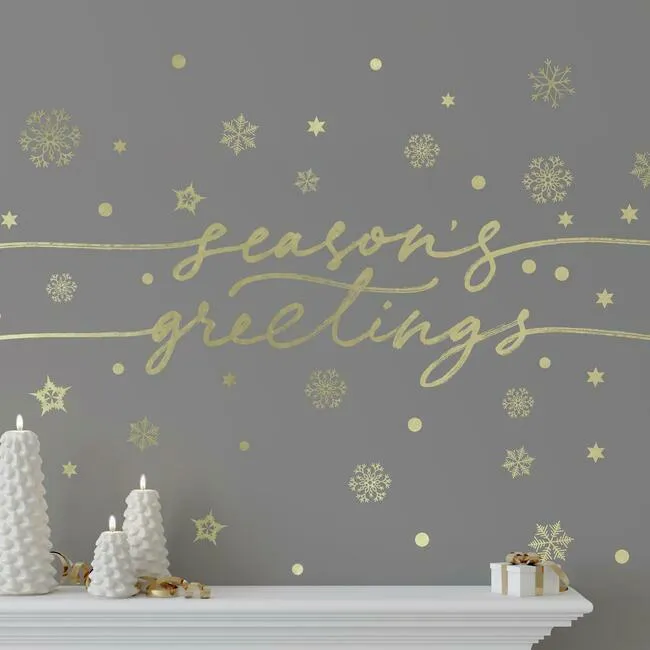 Season's Greetings Peel And Stick Wall Decals With Metallic Ink