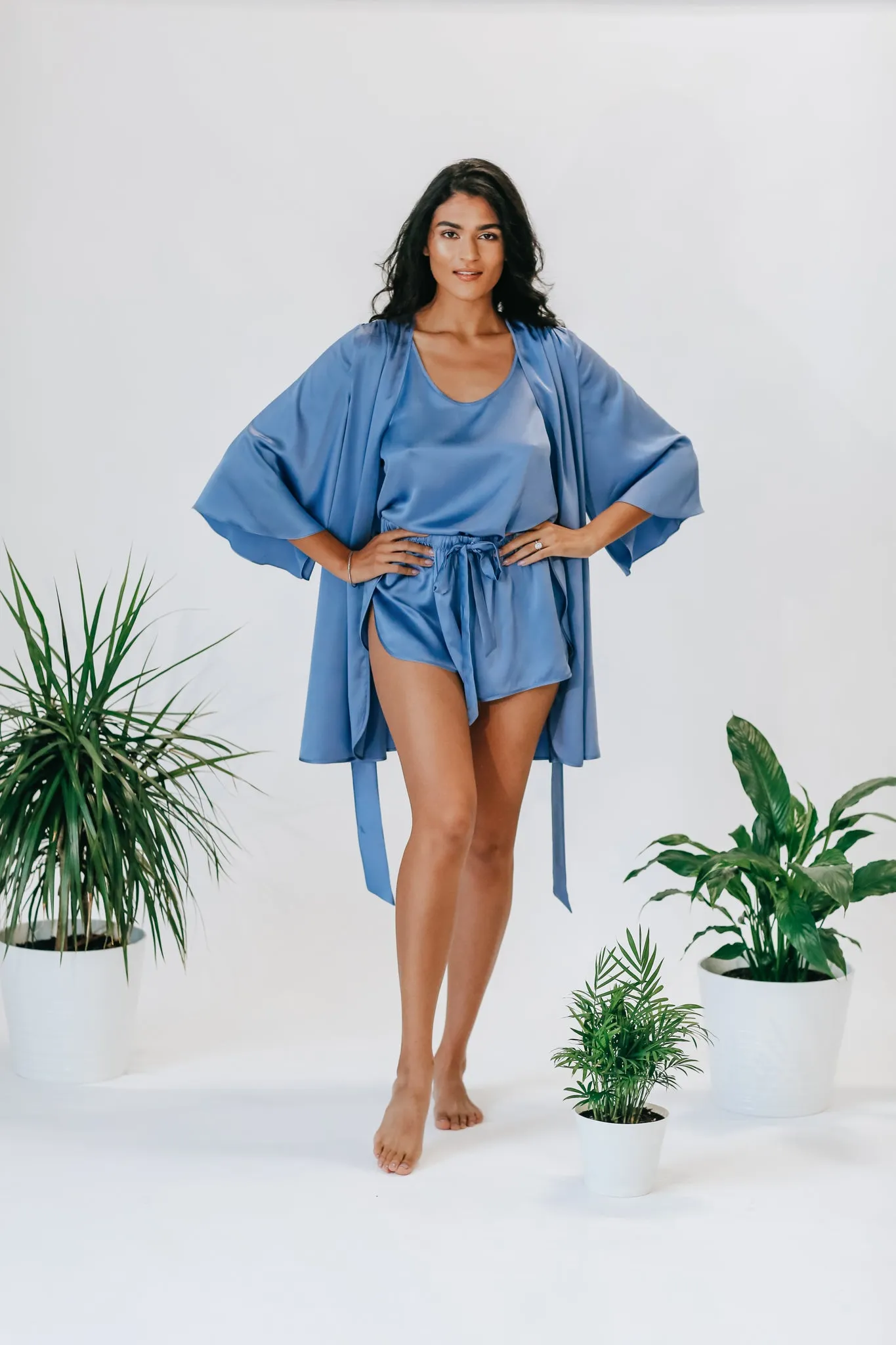 Silk Robe - Angelite Blue