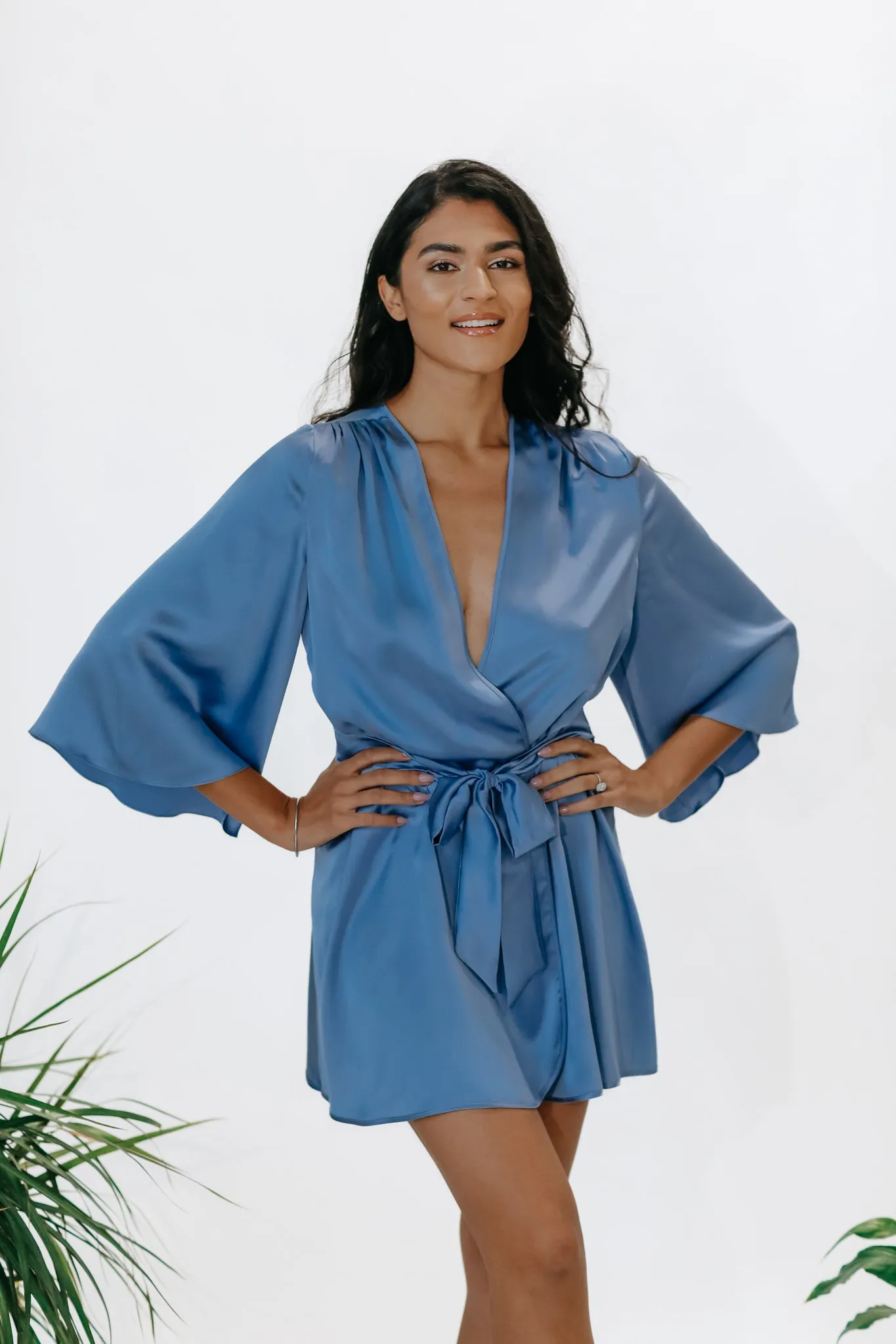 Silk Robe - Angelite Blue