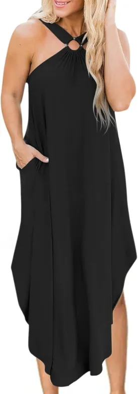 Summer Maxi Dresses for Women 2025 Sexy Sleeveless Maxi Dress Open Back Tank Pencil Dresses Casual Slimming Sundress