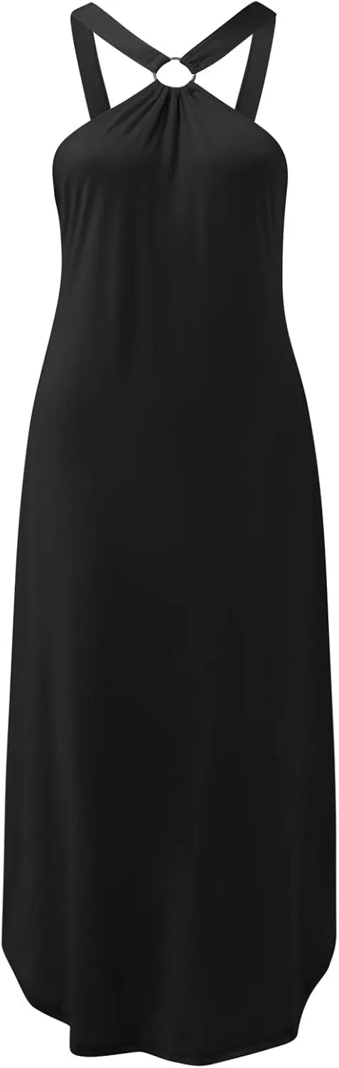 Summer Maxi Dresses for Women 2025 Sexy Sleeveless Maxi Dress Open Back Tank Pencil Dresses Casual Slimming Sundress