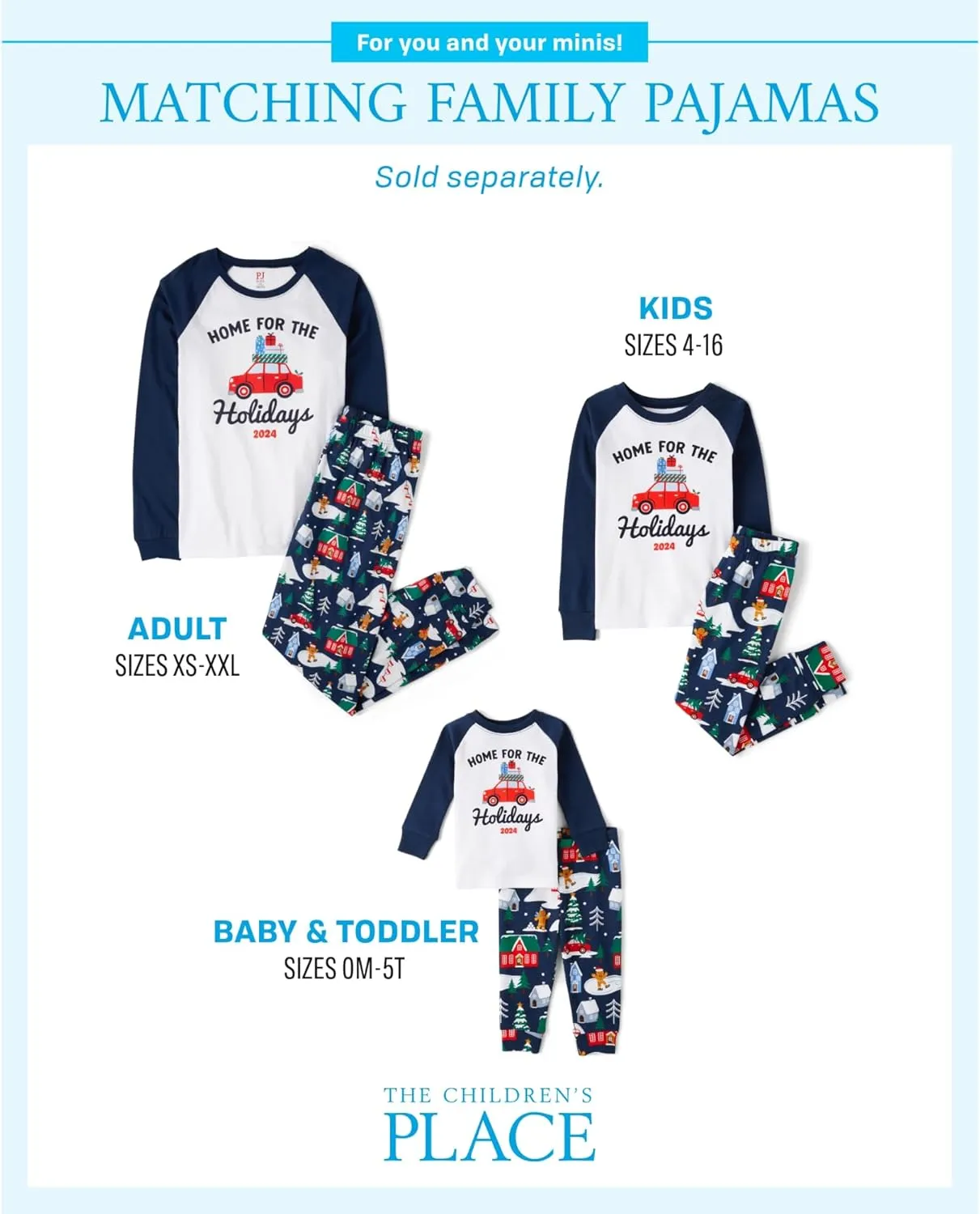 The Childrens Place Family Matching, Christmas and Holiday Pajama Sets, Cotton
