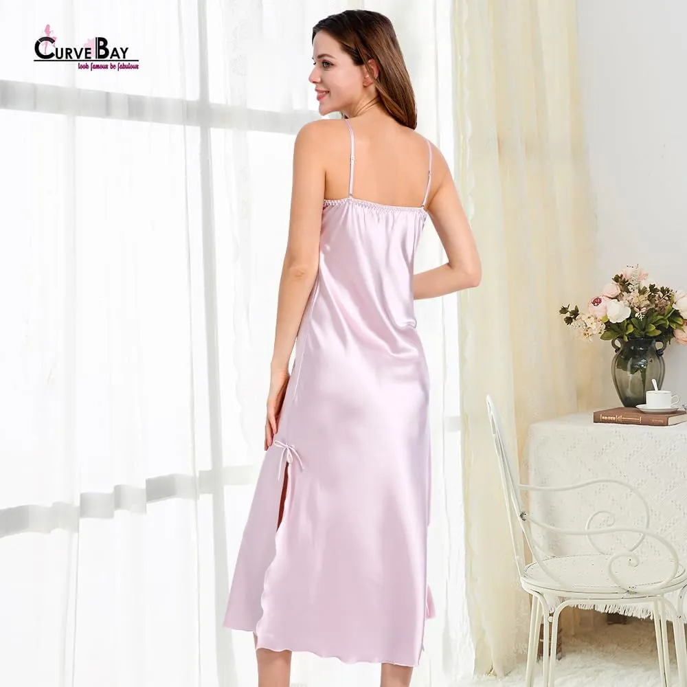 Victorian Silk Nightgown Women Girls Long Sleeveless Satin Princess Lingerie