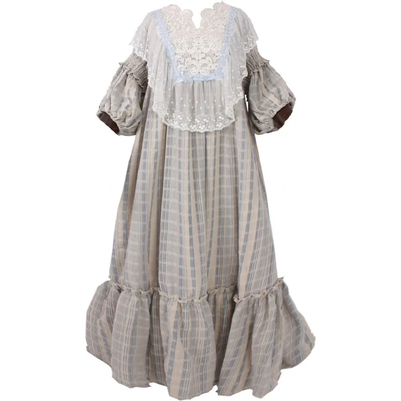 Victorian style Lace Stitching Cotton Night Gown Dress