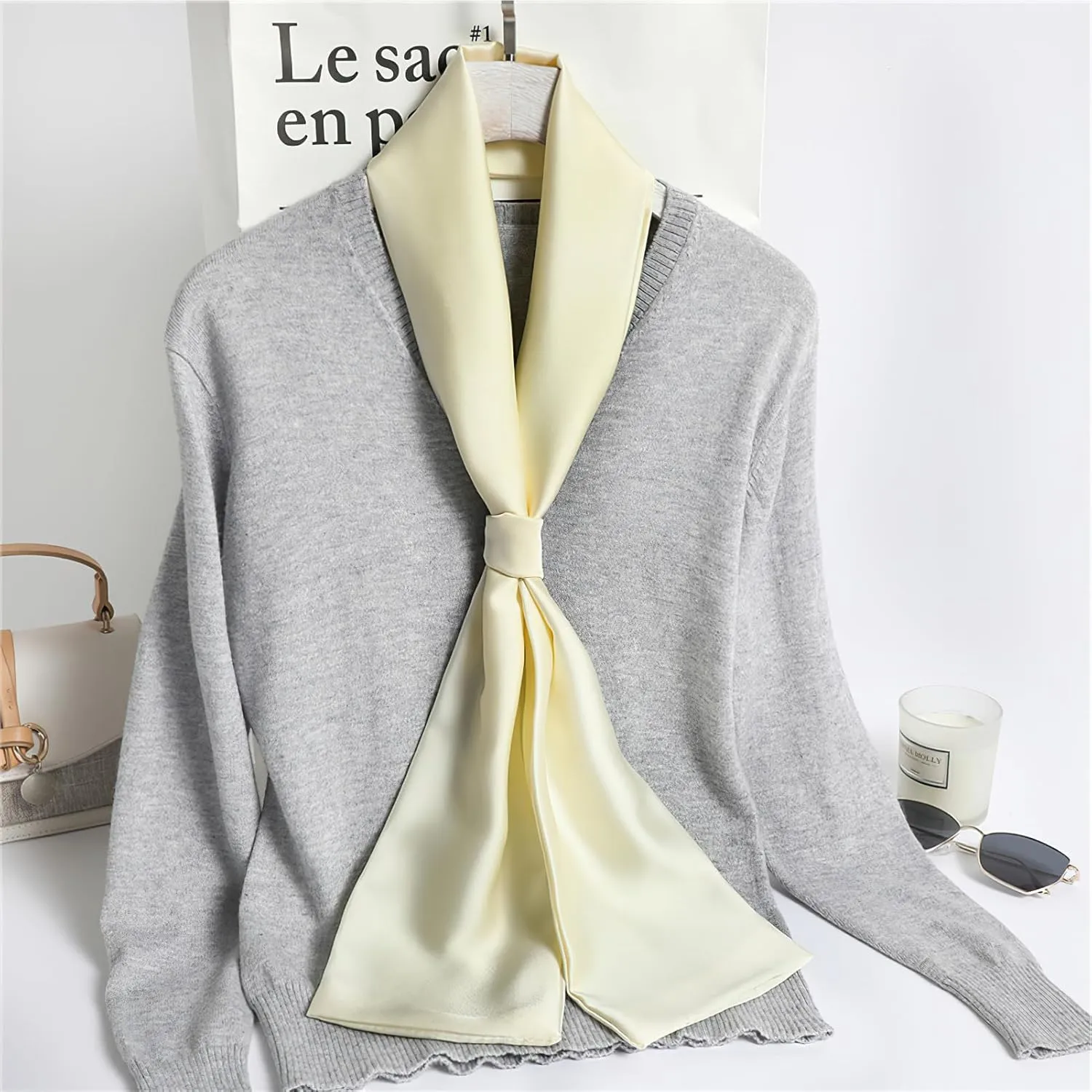 vimate Hair Scarf for Women Fashion Satin Silky Feeling Neck Scarf Bag Purse Scarf for Handbag Handle Etc