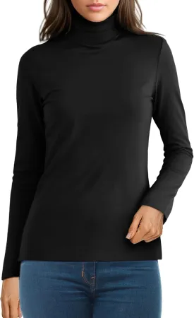 Womens Long Sleeve Turtleneck T-Shirts Mock Neck Underwear Fall Winter Fashion Base Layer Casual Lightweight Soft Tops